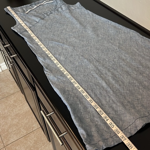 Horny Toad Linen Sheath Dress Blue Chambray Shift Knee Length Sleeveless, sz S - Picture 6 of 10